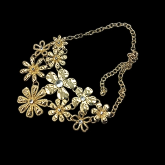 Gold Plated Floral Statement Necklace/Choker - Picture 4 of 9